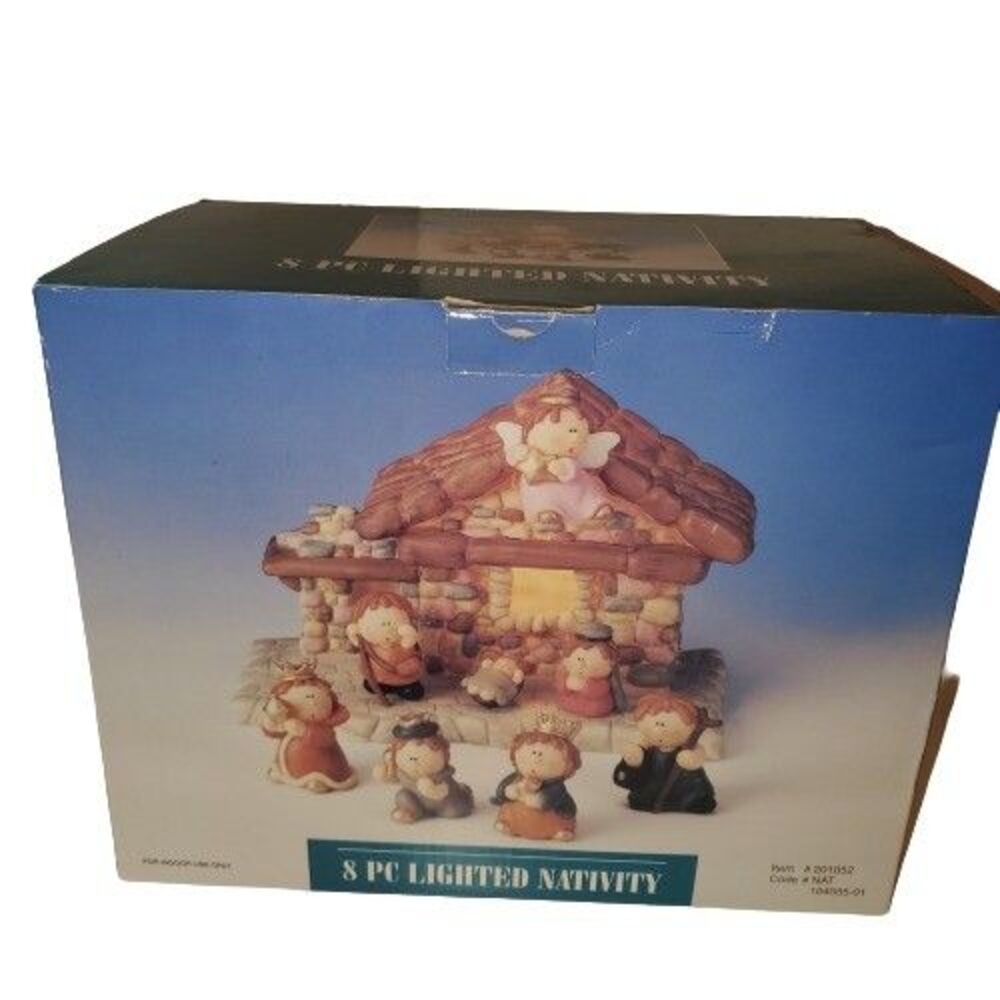 Nativity Set Lighted 8 Pcs. Baby Jesus, Mary, Joseph, Shepherd, Wise Men Kings - Picture 2 of 16